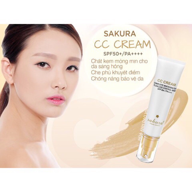 Kem trang điểm Sakura CC Cream Flawless Control Base SPF50 PA 30g