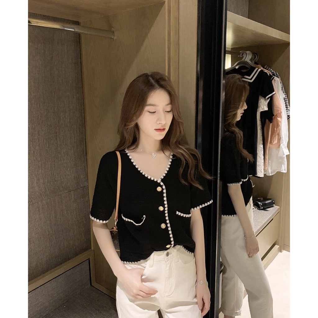 Áo Croptop Dệt Kim 💝 𝑃𝐻𝑂𝑁𝐺 𝐶𝐴́𝐶𝐻 𝐻𝐴̀𝑁 𝑄𝑈𝑂̂́𝐶 𝑋𝐼𝑁𝐻 𝑋𝐴̆́𝑁 💝 Áo Tay Lỡ Cadigan Cổ Tim Ulzzang 💖 | BigBuy360 - bigbuy360.vn