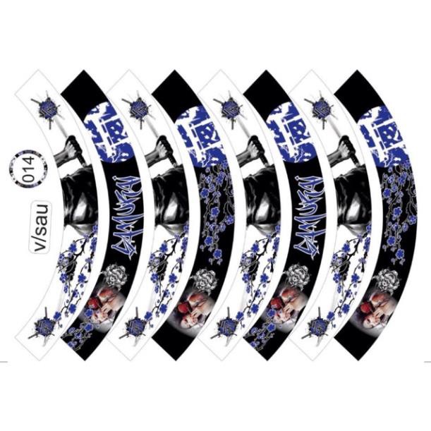 Tem Vành Full Bánh Mã 014 Xanh Đen Tem 3 Lớp Chống Phai Màu