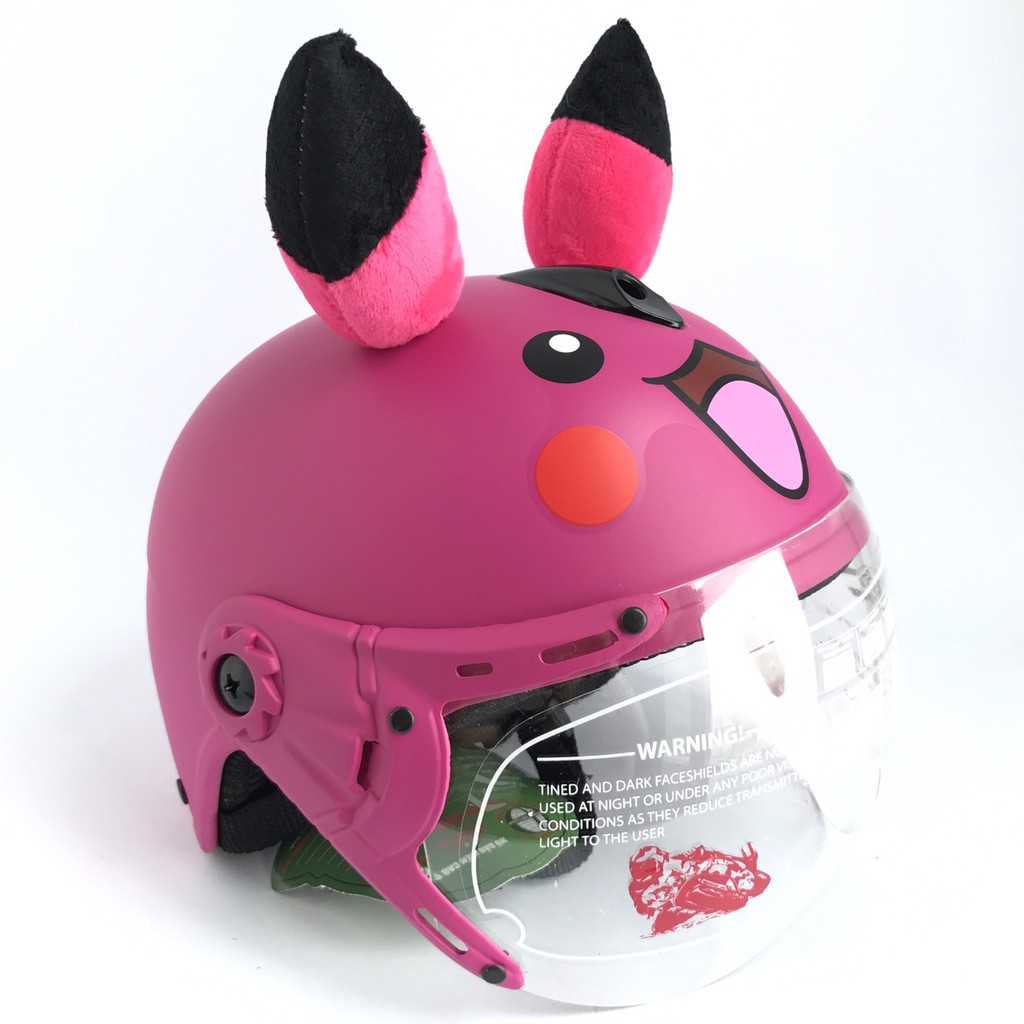 Mũ bảo hiểm trẻ em có kính V&amp;S Helmet Pikachu hồng nhám - VS103KS