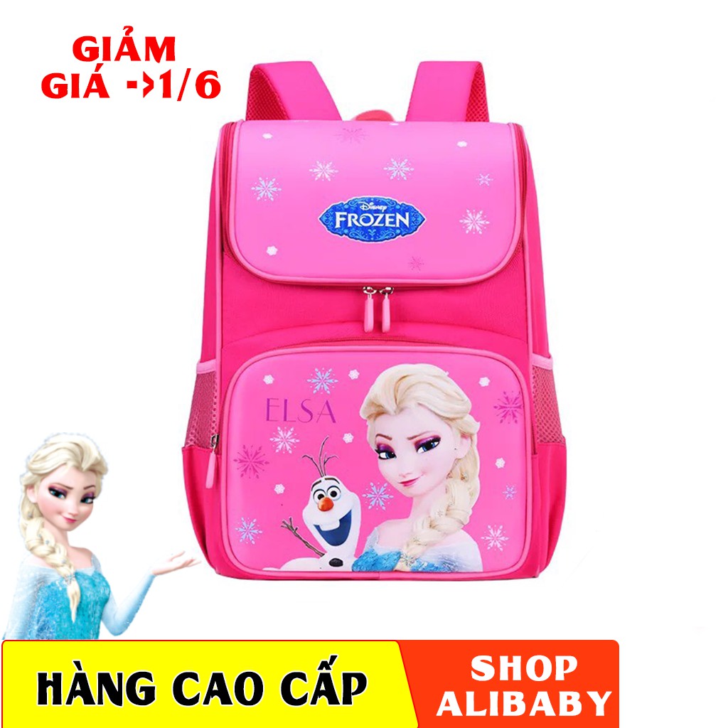 Balo Chống Gù dáng hộp cặp học sinh tiểu học cho bé gái,siêu nhẹ in hình ELSA SOFIA BẠCH TUYẾT TE34
