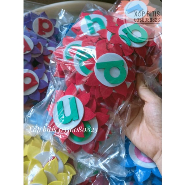 Bộ hoa 29 chữ cái và 10 số 9cm dành cho trẻ mầm non tập đếm
