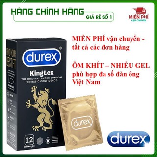 BCS [KING DUREX] Bao cao su Durex Kingtex vừa vặn với kích thước đa số đàn ông người Việt (12 bao/1 hộp bcs) Giá Rẻ
