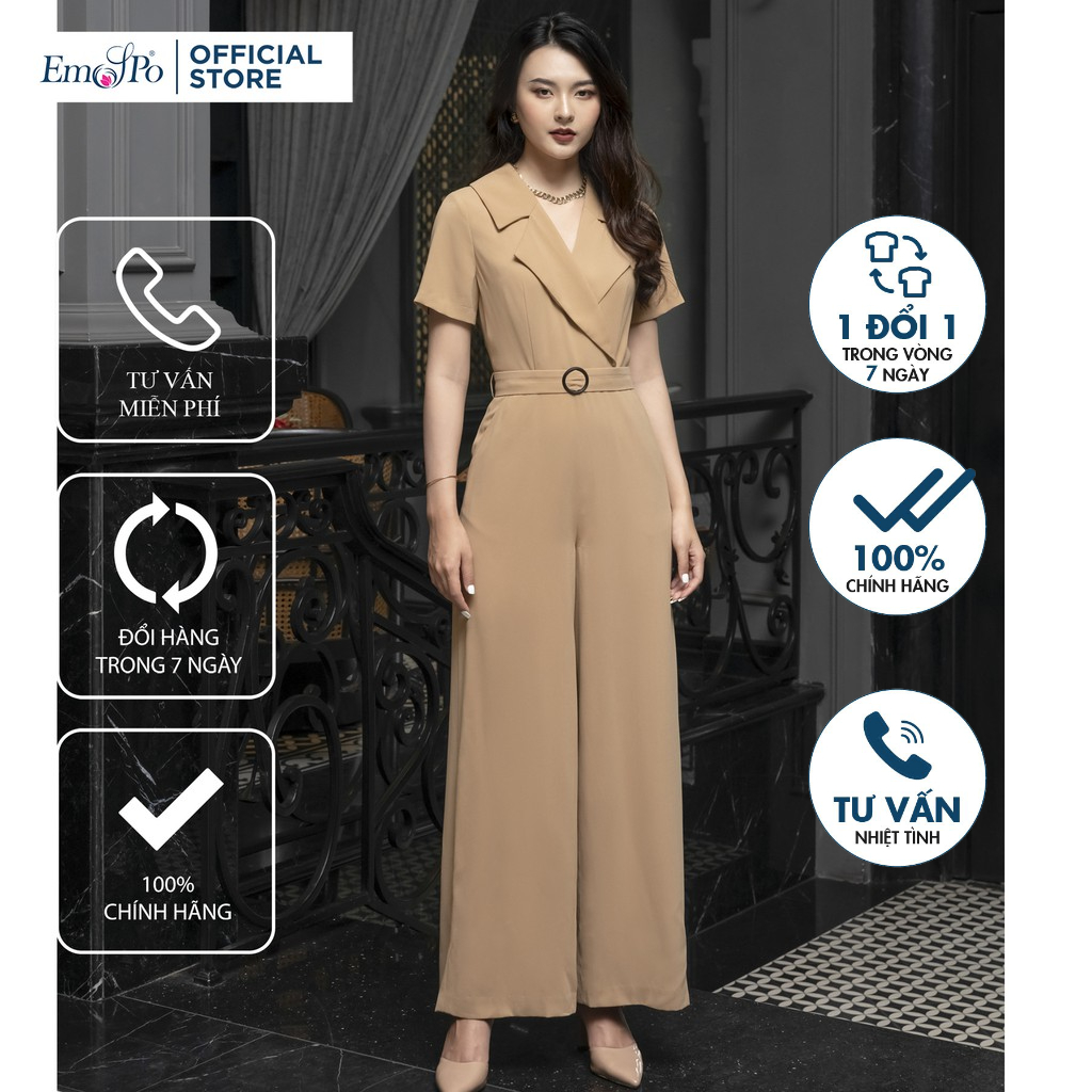 Jumsuit cổ bẻ, túi quần, đai eo rời Emspo AQL4059