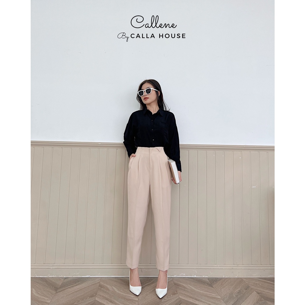 Quần tây công sở baggy 9 tấc màu kem Callene (XK546)
