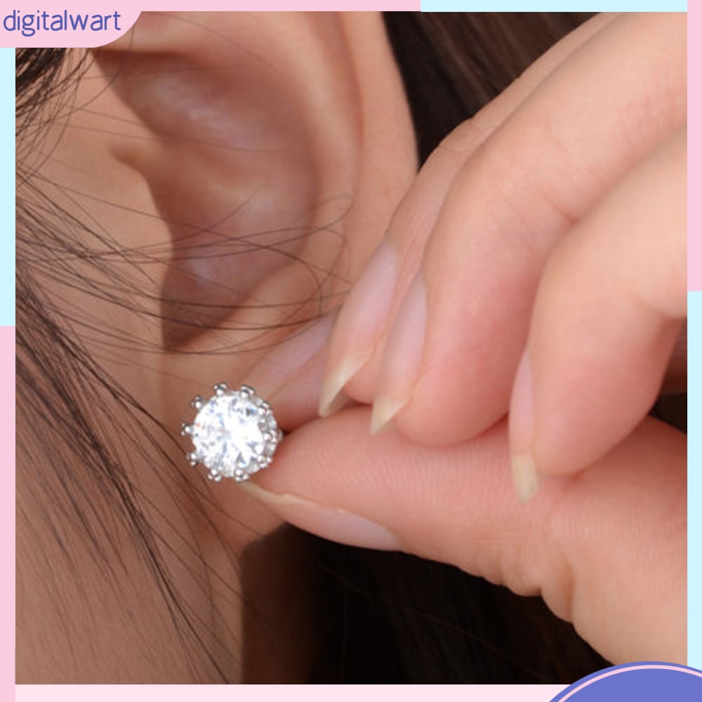 Khuyên Tai Mạ Bạc Đính Đá Hình Vương Miện Xinh Xắn Dành Cho Nữ