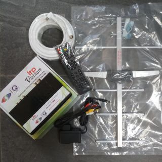 Trọn bộ đầu thu KTS DVB.T2 LTPVIETNAM + Anten nhôm + Dây cáp 10m bấm sẵn 2 đầu rắc