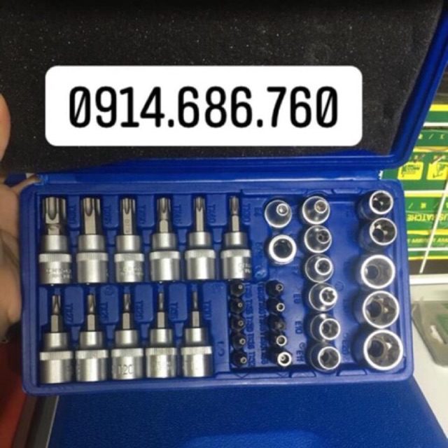 Bộ khẩu E 34 chi tiết CHUYÊN DỤNG vặn các loại bulong, ốc vít ĐẶC BIỆT