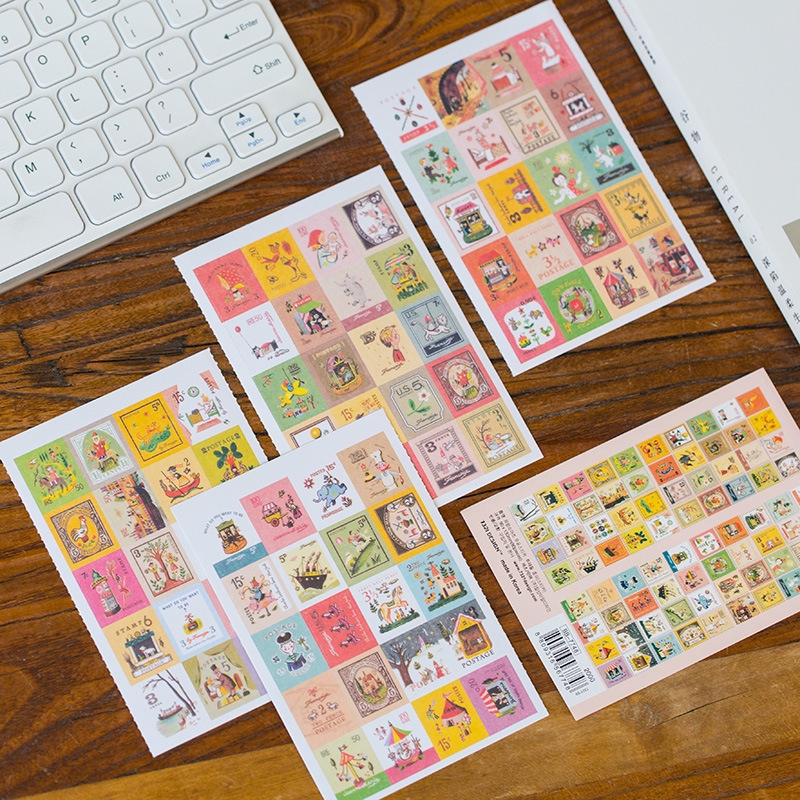 Set 4 Tờ Sticker Dán Trang Trí Phong Cách Vintage