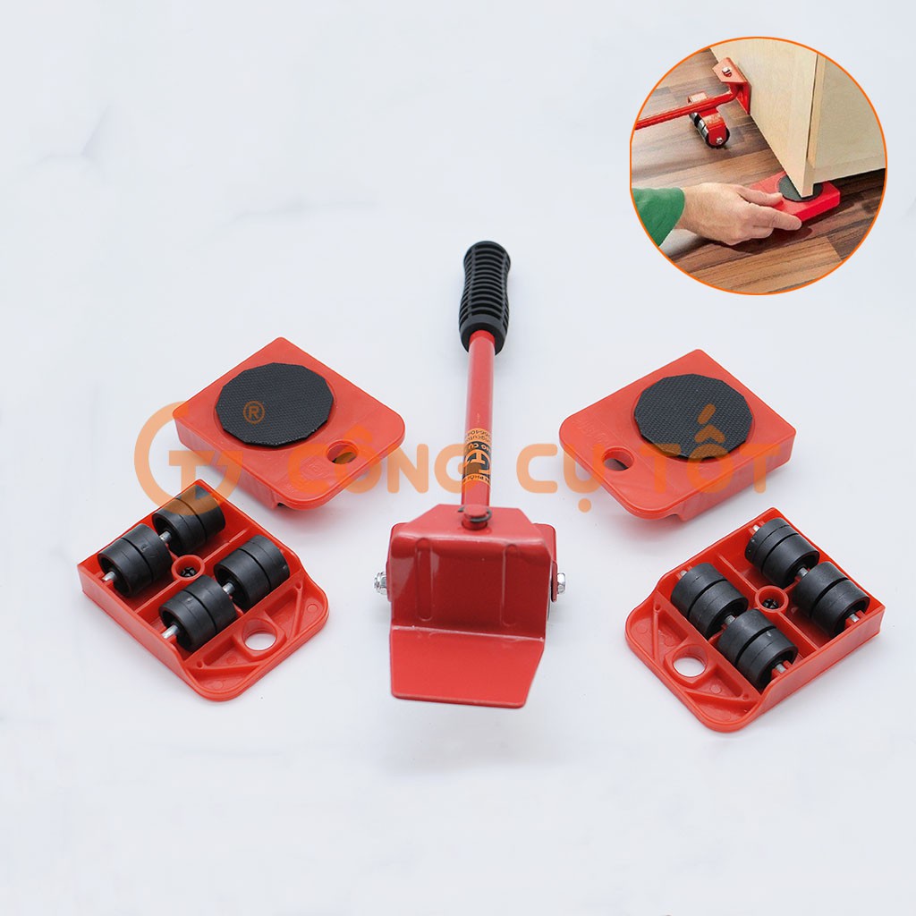 Bộ kích di chuyển vật nặng hai màu đỏ và vàng mini - Kích mini
