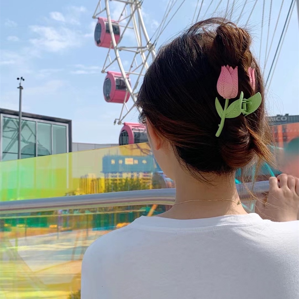 Kẹp Tóc Hình Hoa Tulip Cỡ Lớn Mới Cho Nữ
