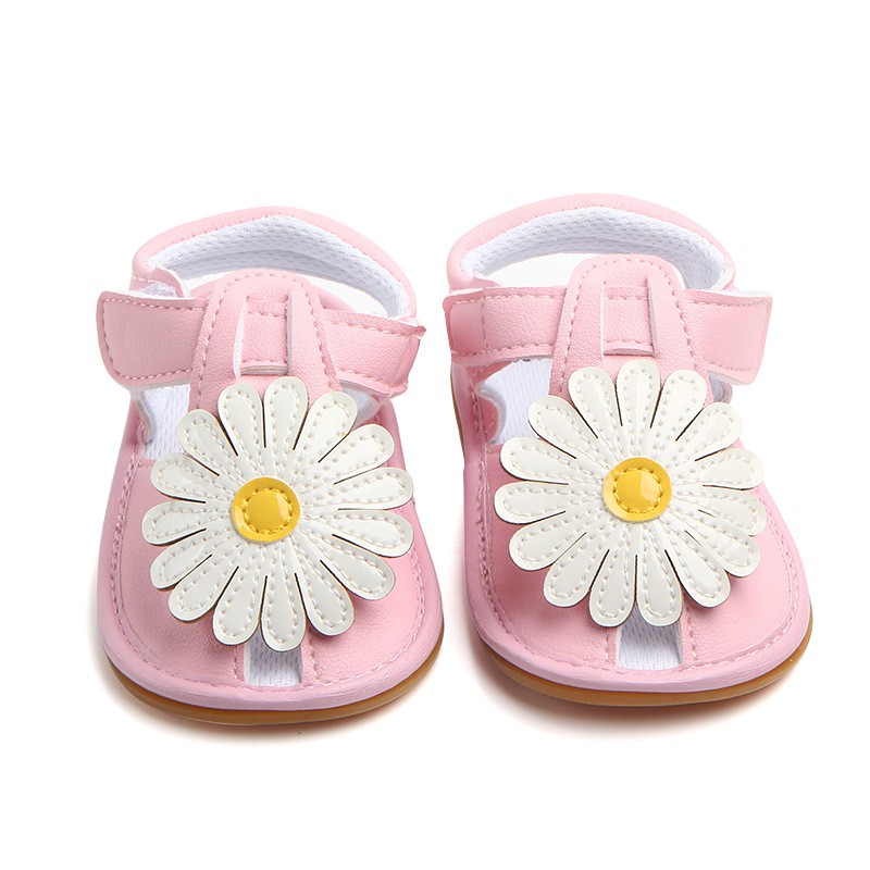 Sandal hoa chống trượt chất liệu da PU cho bé gái