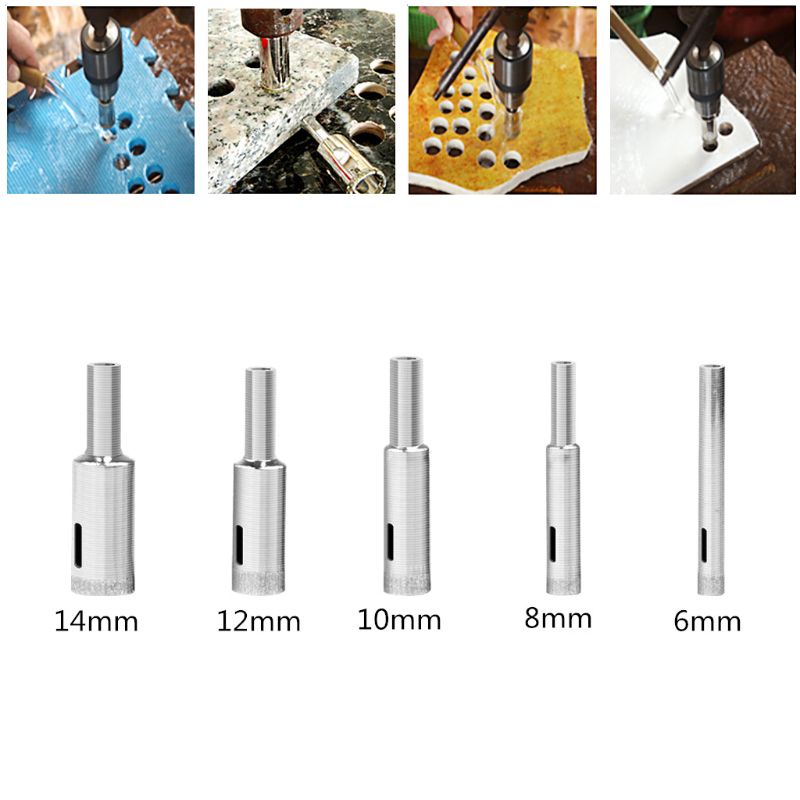 Bộ 5 Mũi Khoan Kim Cương 6-14mm Chuyên Dụng Cho Chế Biến Gốm/Kính/Đá Hoa Cương