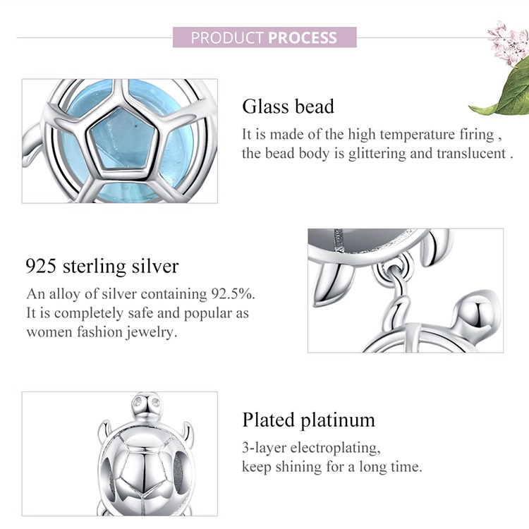 Hạt Xỏ Vòng Tay Bamoer BSC332 bạc 925 Hình Rùa Biển Để Làm Vòng Tay DIY