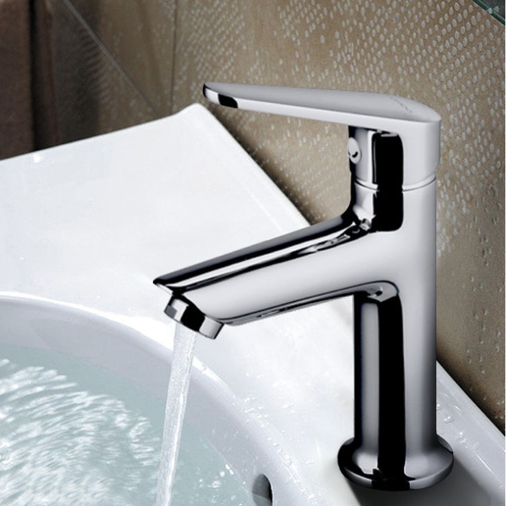 Vòi Lavabo nóng lạnh (Trụ tròn nhỏ, thẳng) Hợp kim - Hàng Cao cấp ITALIA (Kèm đôi dây cấp nước)