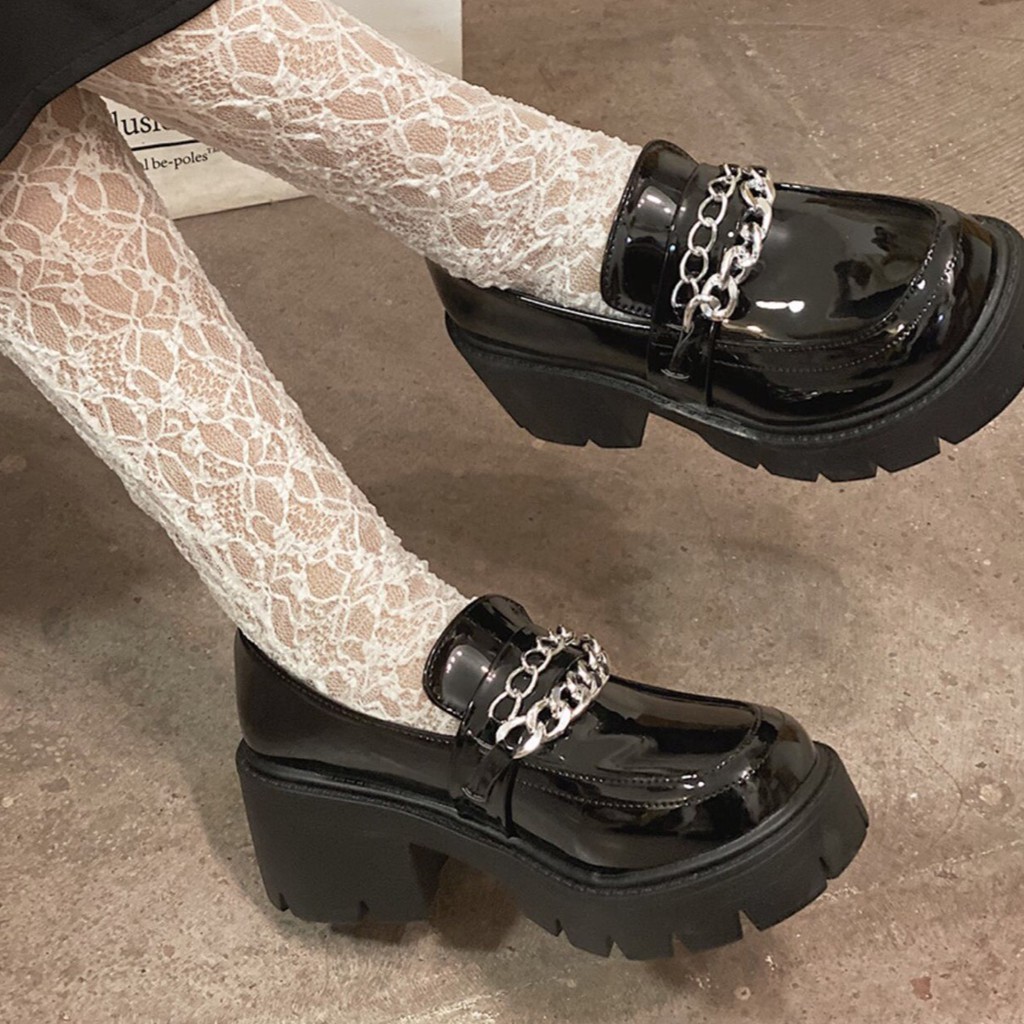 GIÀY LOLITA NỮ ĐẾ DÀY DÂY XÍCH TĂNG CHIỀU CAO CHẤT DA XỊN