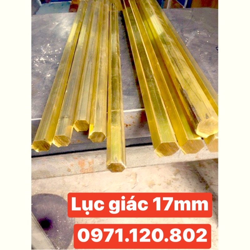 Thanh đồng vàng lục giác đặc 17mm dài 50cm