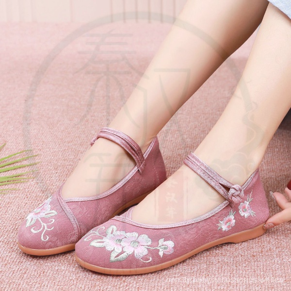 Giày búp bê nữ bằng vải thêu họa tiết dân tộc cổ trang Trung Hoa