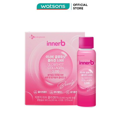 Nước Uống Innerb Glowshot Collagen Căng Mịn Sáng Da 300ml (50ml x 6 Chai)