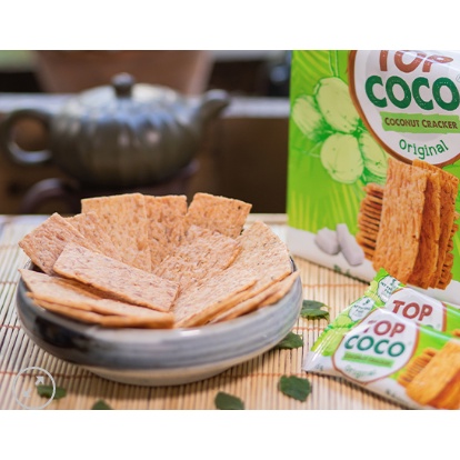 Bánh dừa nướng Topcoco mix các vị, hương vị giòn ít đường, làm quà biếu tặng ăn vặt Vietgourmet