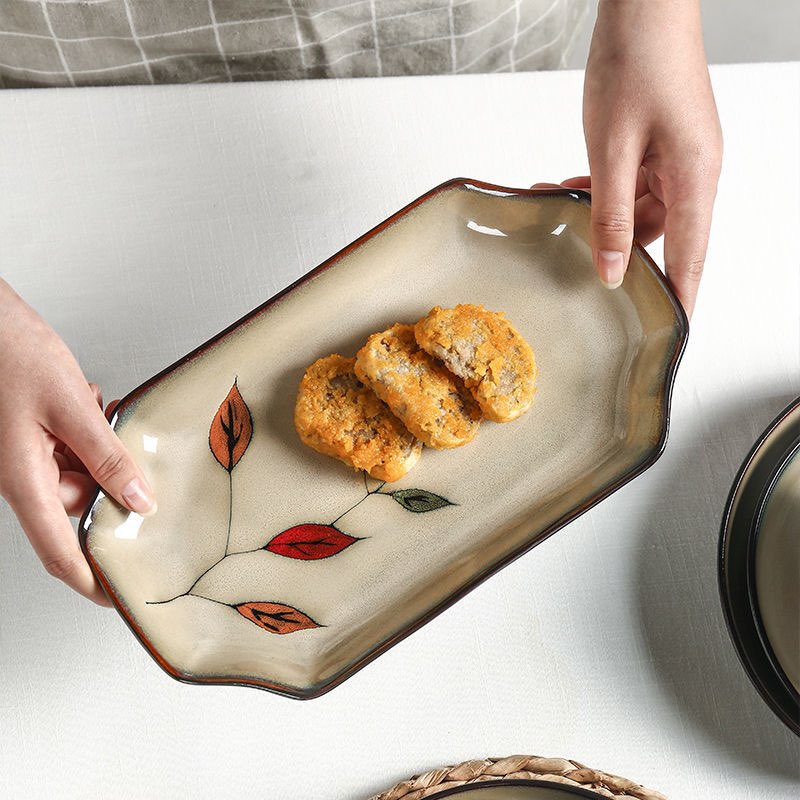 HOA - Bộ bát đĩa lá cành - Gốm sứ tráng men cao cấp