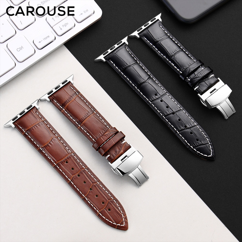 Dây đeo bằng da thật thích hợp cho đồng hồ Apple Watch Series 5/ 4/ 3/ 2 (38Mm/ 42mm)/ Iwatch 40mm/ 44mm