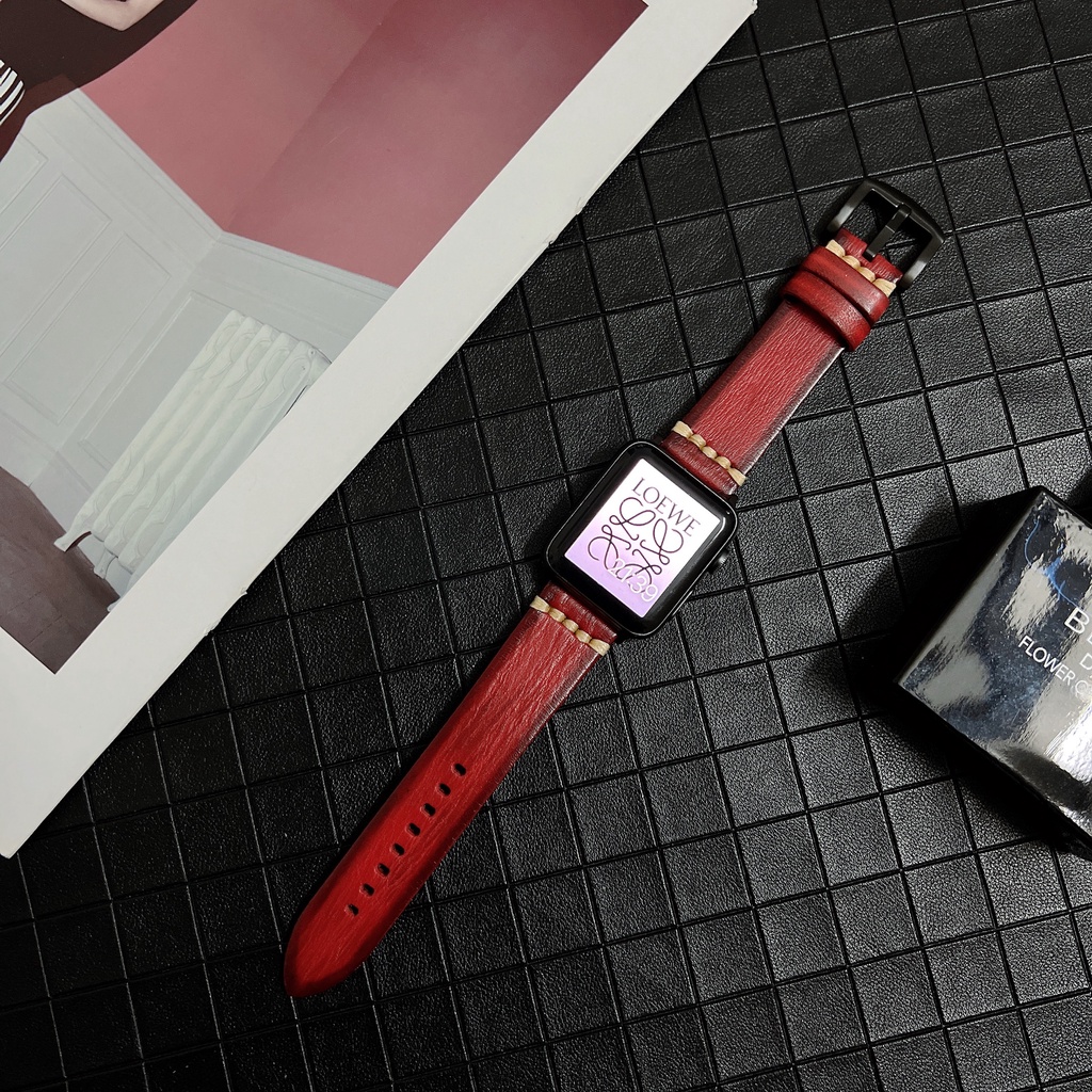 Dây Đeo Bằng Da Thật Cho Đồng Hồ Thông Minh Apple Watch 38 40 41 42 44 45mm iWach Series 8 7 SE 6 5 4 3 2 1