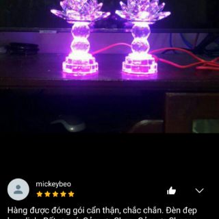 [ giá 1cặp ] đèn thờ cúng hoa sen pha lê .16 cm