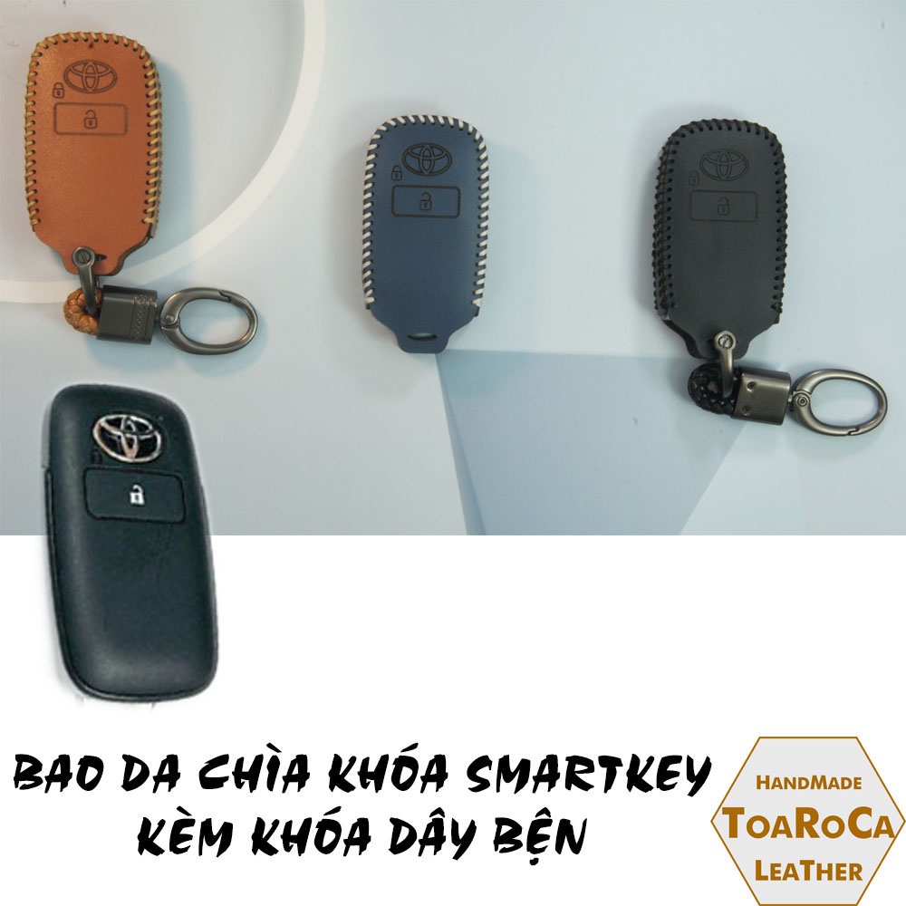 Bao da chìa khoá toyota Raize 2021 2022, Avanza 2022, Veloz cross smartkey da bò thật Toaroca