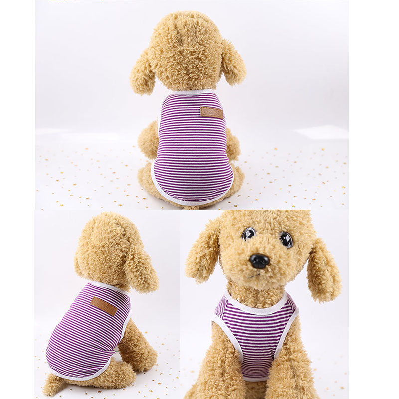Thời Trang Thú Cưng Mùa Xuân Và Mùa Hè Sọc áo Vest Mèo Và Chó Cỡ Nhỏ Và Vừa Bằng Cotton Tinh Khiết Quần áo Viền Thoáng Khí Thoải Mái