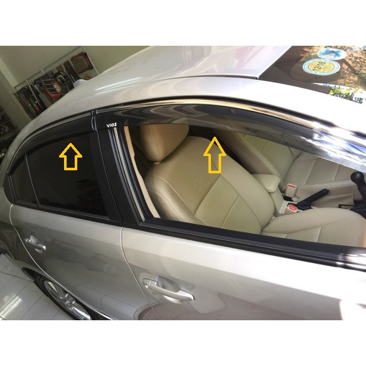 vè mưa chỉ mạ Toyota Vios 2014 - 2018  ( chỉ viền inox )