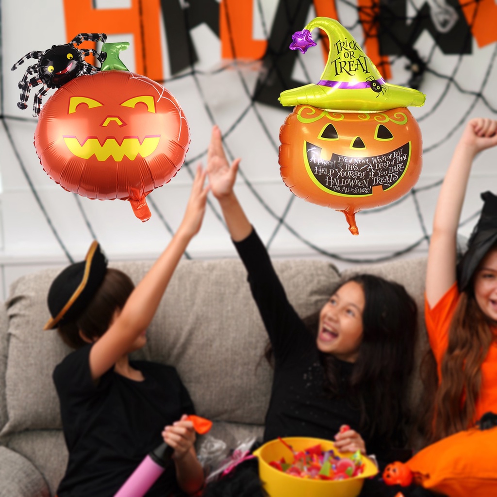 Bong Bóng Nhôm Hình Ma Bí Ngô Nhện Bí Ngô Dày Dặn Chống Rò Rỉ Trang Trí Tiệc Halloween