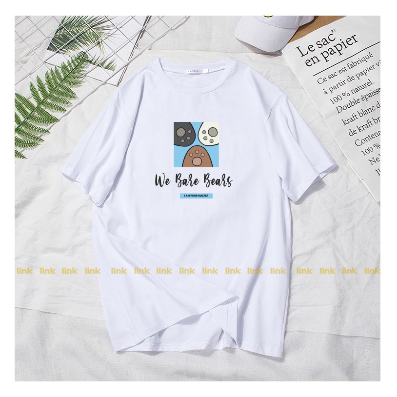 Áo thun nữ WE BARE BEARS - CHÚNG TÔI ĐƠN GIẢN LÀ GẤU tay lỡ unisex ( Đen, Trắng, Vàng, Xanh )