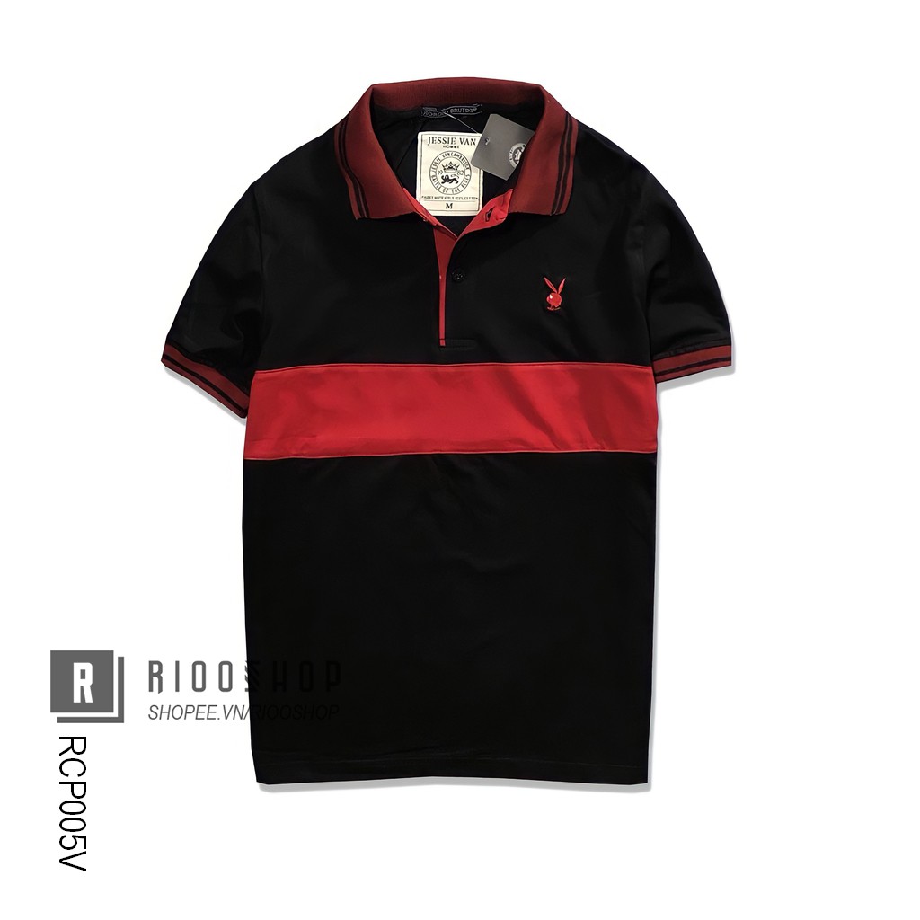 Áo thun nam ngắn tay cổ bẻ hai màu vải cotton cao cấp RCP005V - áo polo nam đẹp RIOOSHOP | BigBuy360 - bigbuy360.vn