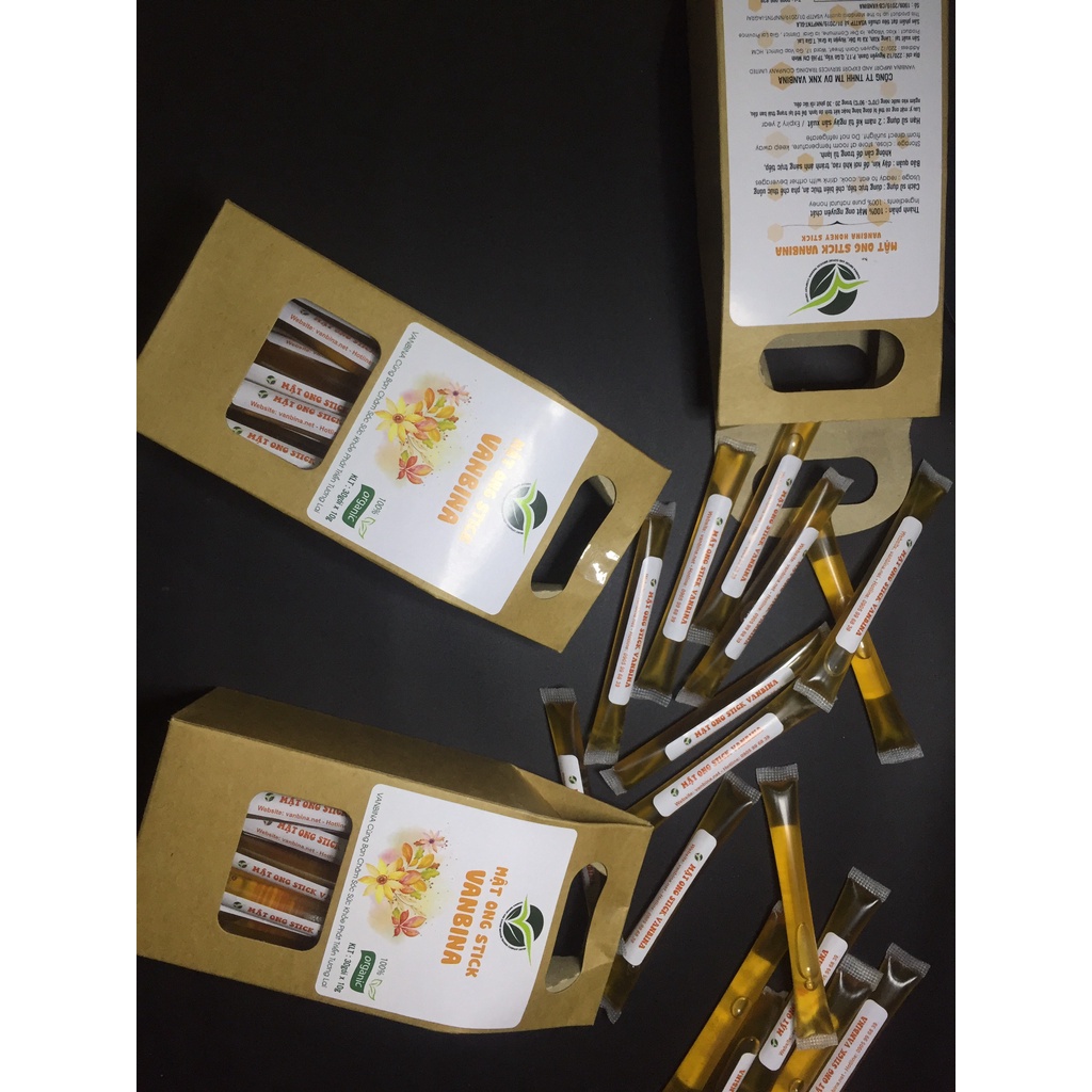 Mật ong rừng xuất khẩu stick Vanbina - chiết gói tiện lợi