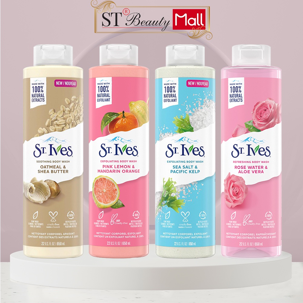 Sữa tắm ST.Ives dưỡng ẩm tẩy tế bào chết và làm chống lão hóa da 650ml Mỹ