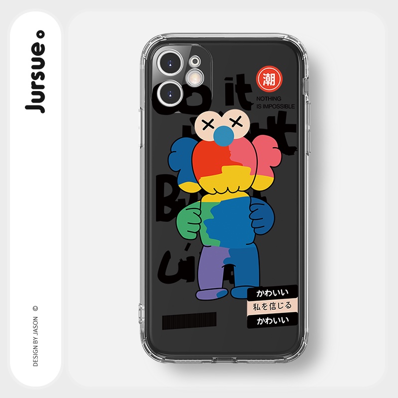 Ốp lưng JURSUE mềm chống sốc hoạt hình dễ thương đẹp cho iPhone 13 12 11 Pro Max SE 2020 X XR XS ip 8 7 Plus kute Y1757