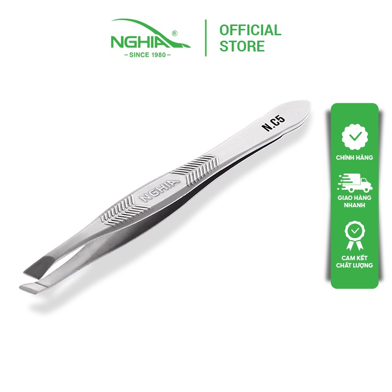 Vỉ 5 Cây Nhíp Inox Đầu Xéo Nhổ Lông Mày KỀM NGHĨA N.C5