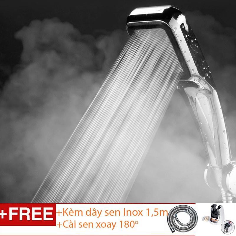 Bộ bát sen tắm tăng áp gấp 3 lần nóng lạnh chất liệu mạ Crom&amp;Niken ( Kèm dây sen Inox + Cài Sen)