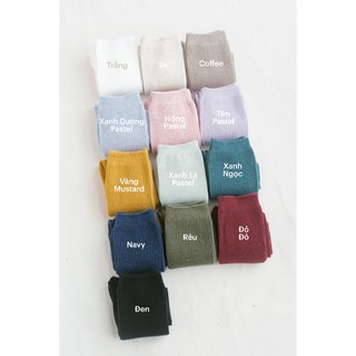 KOREA LONG SOCKS - Tất vớ cao cổ unisex trơn màu pastel, cao 19cm đến giữa bắp chân, nhập khẩu Hàn Quốc