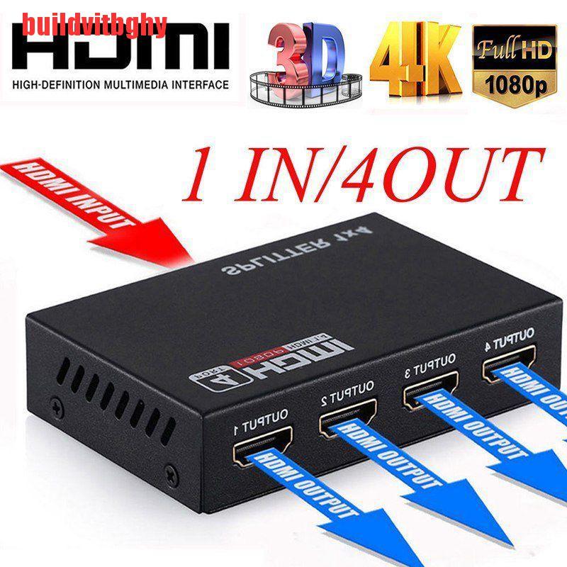 (Hàng Mới Về) Bộ Chia 4 Cổng Hdmi 1x4 Full Hd Hdmi V1.4 3d 1080p 1 In 4