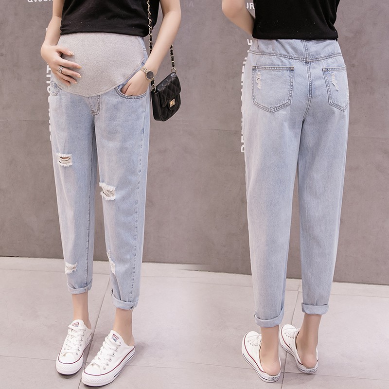 (Order 7-12 ngày) Quần bò, quần jeans lưng cao dài cho bà bầu - XN07