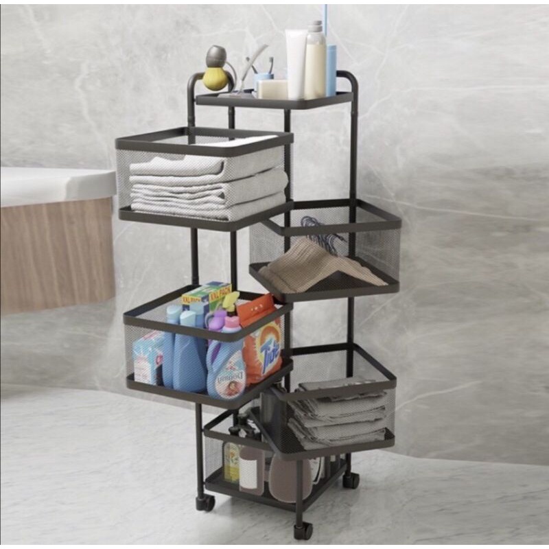 Kệ Đa Năng Kệ Sắt đa năng Vuông soay 360 4 tầng 5 tầng  -Chất Liệu Thép Không Gỉ Có Bánh Xe Di Chuyển Siêu Tiện Ích