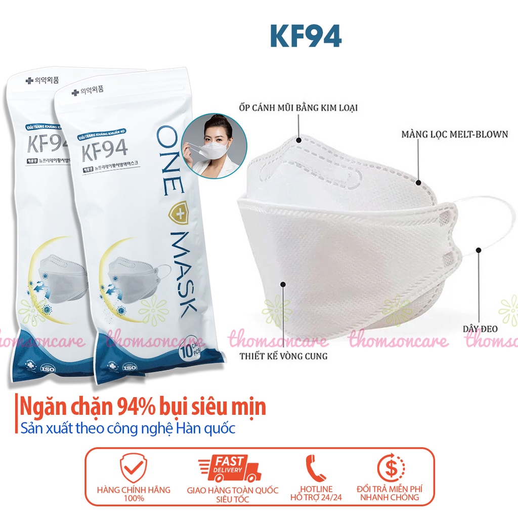 [1 Cái] Khẩu trang y tế 4D nhãn hiệu KF94 UniMask kháng khuẩn, chống bụi mịn cực tốt