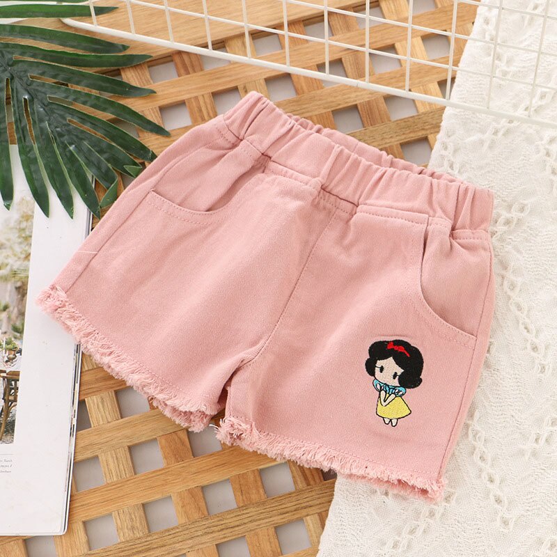 Quần Short Cotton Thêu Họa Tiết Hoạt Hình Xinh Xắn Theo Phong Cách Mùa Hè Dành Cho Bé 4-9 Tuổi