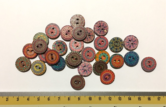 Set 10 Nút Gỗ Vintage Size 15mm, 20mm, 25mm - Phụ kiện trang trí, thêu thùa, may mặc