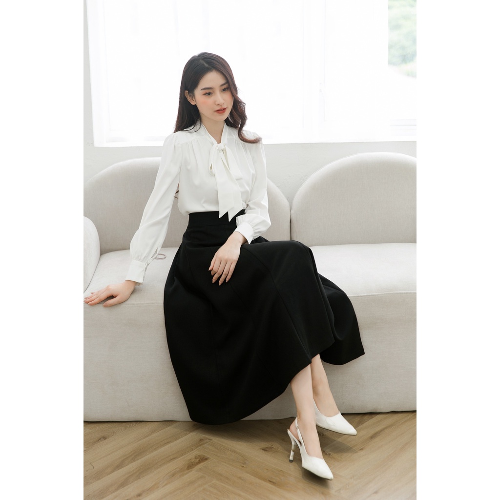 Chân váy dáng dài , cạp chun sau dáng xoè ly chất liệu tuyết mưa, hàng thiết kế by TIIN STORE CHD041
