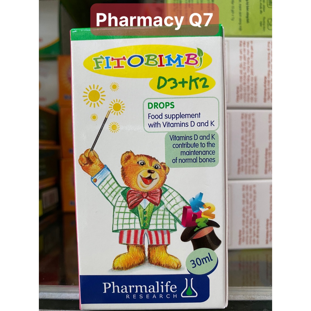 Pharmalife Fitobimbi D3K2 giúp xương và răng chắc khỏe, Lọ nhỏ giọt 30ml VITAMIN D3 K2 DROPS