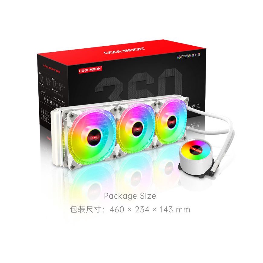 Tản Nhiệt Nước All in One Coolmoon ICEMOON 360 Màu Hồng - Led Argb Tự Động Đổi Màu / Đồng Bộ Hub Coolmoon / Mainboard