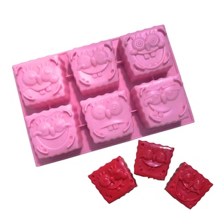 Khuôn silicone Làm Bánh/Xà Phòng/Sô Cô La Hình Hoạt Hình 6 Ngăn Tiện Dụng